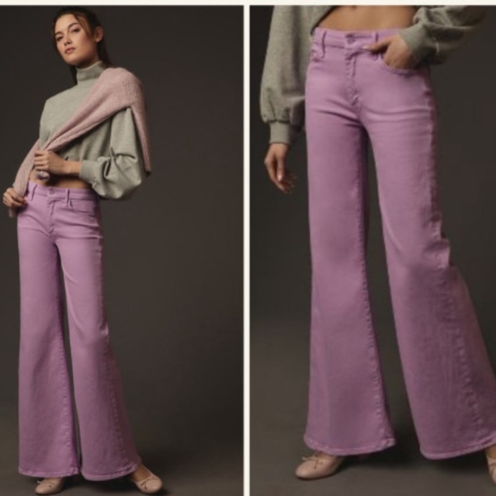 MOTHER The Roller Sneak High Rise Wide Leg Jean, Regal Orchird color